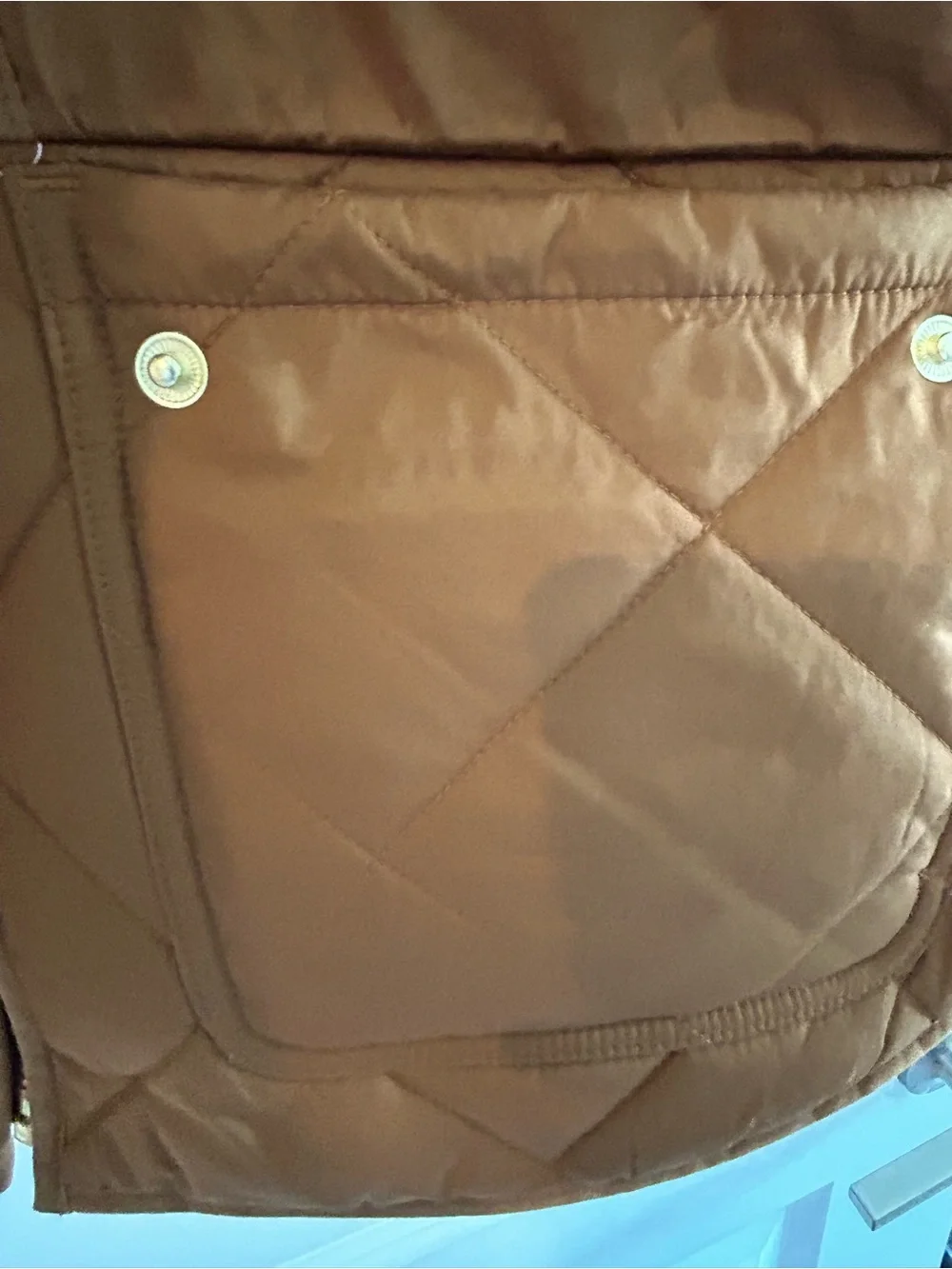J Crew Quilted Vest Chestnut Brown with Gold Accents Size XL